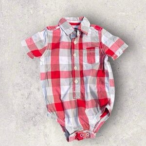 🍭Carters plaid cotton shirt all-in-one